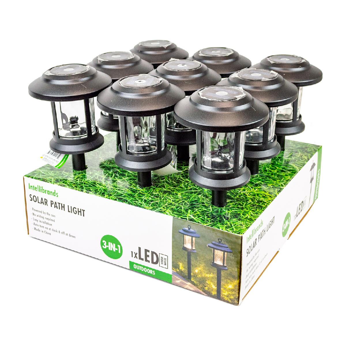 3 in 1 Black Metal Glass Solar Path Light