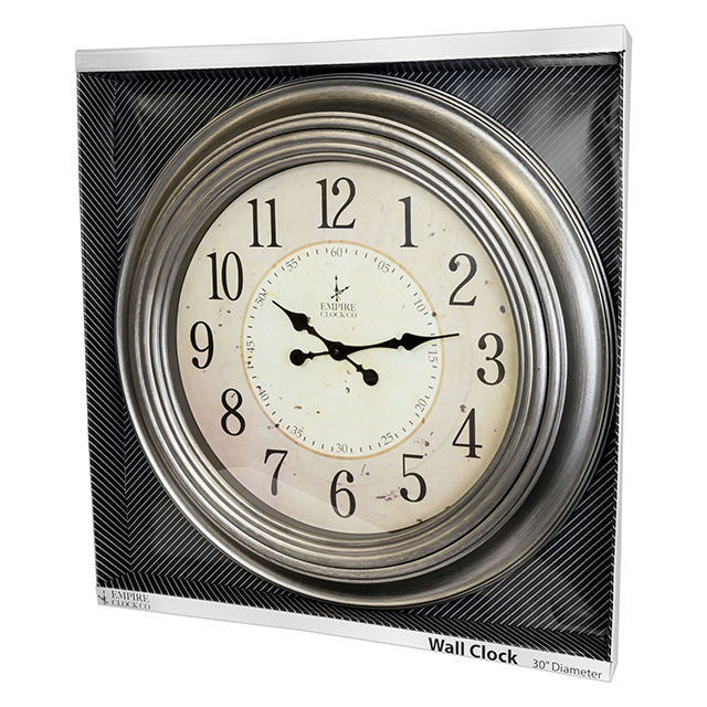 Empire 30 inch Decorative Wall Clock, Brushed Nickel ...